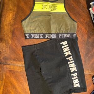 PINK Victoria's Secret Athletic Shorts & Workout Crop Tank